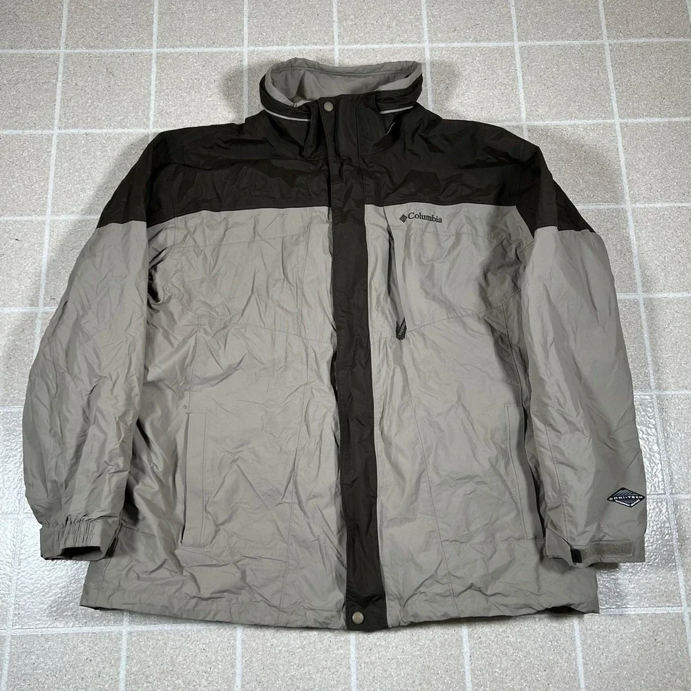 Columbia Jacket Men 2XL Beige Black Bugaboo Omni-Tech Nylon Shell